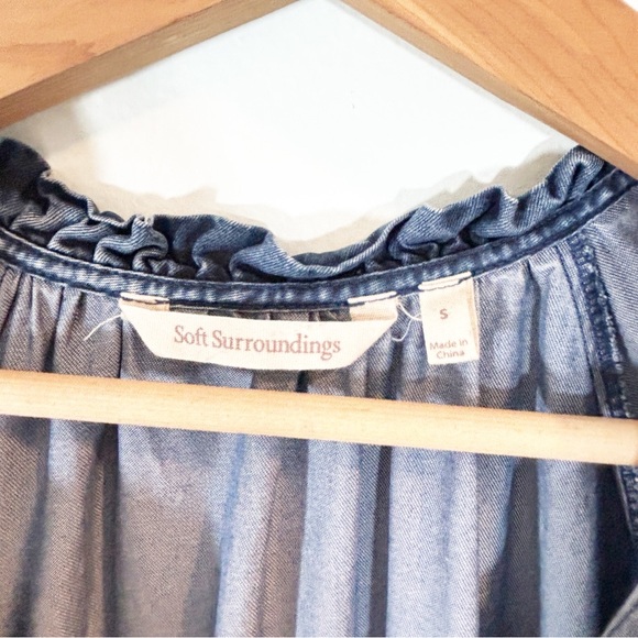 Soft Surroundings Jessanne TENCEL Denim Midi Dress Ruffle Sleeves - Picture 5 of 11